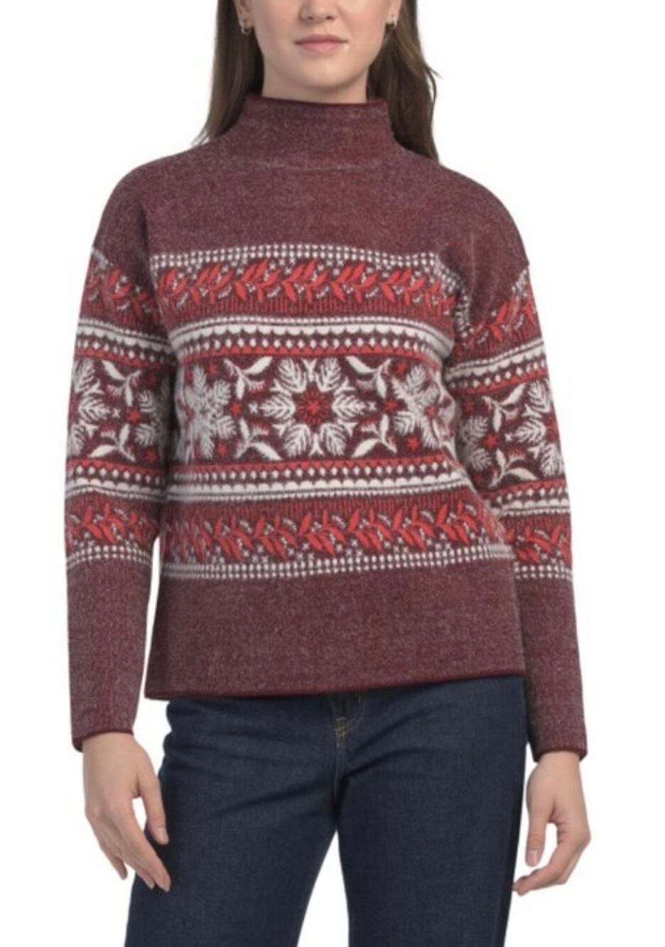 Nordic/Fair Isle style Rachel Zoe Red Sweater Size Medium